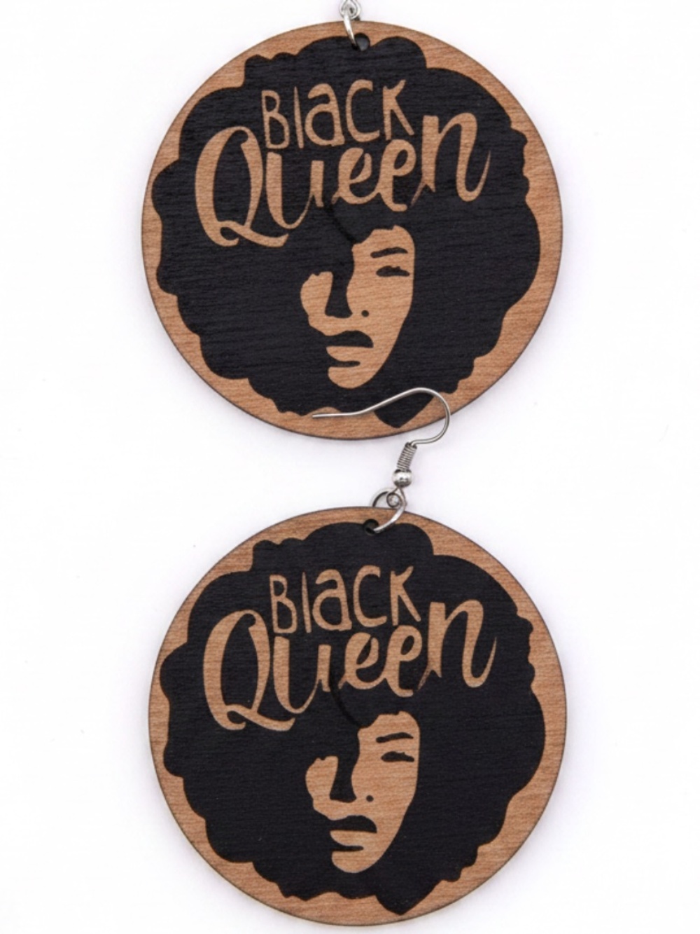 Womens Round Wood Ethnic Afro Dangle Earrings